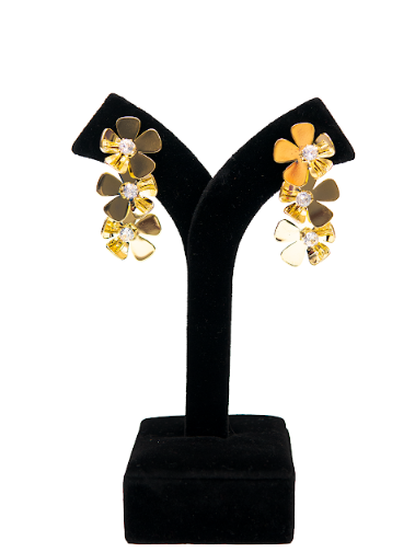 Stylish Gold Finish Floral Stone Earrings for Women